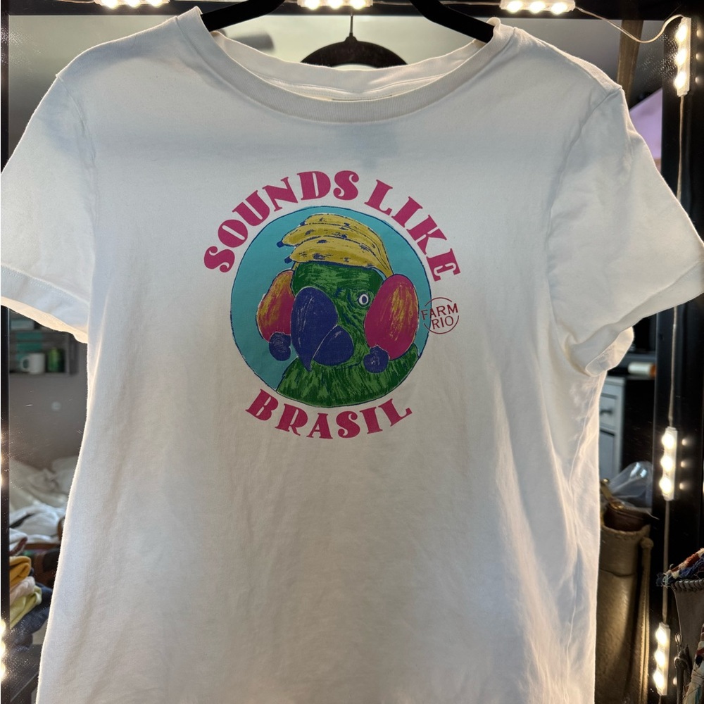 FARM Rio White Tee “sounds like Brazil” graphic - Picture 2 of 3